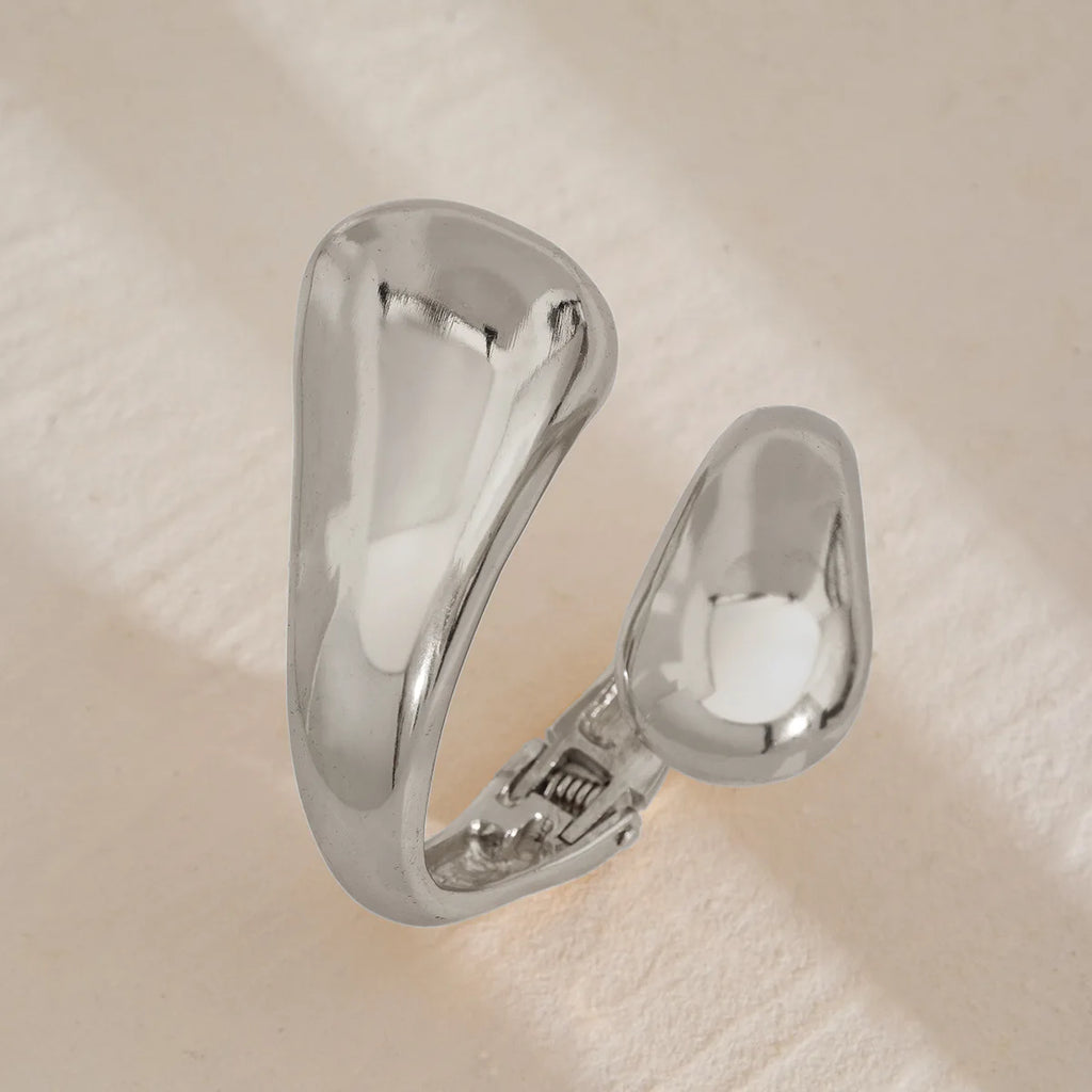 Μεγάλο βραχιόλι gourmette σταγόνα νερού ασημί