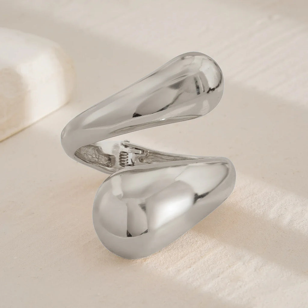 Μεγάλο βραχιόλι gourmette σταγόνα νερού ασημί