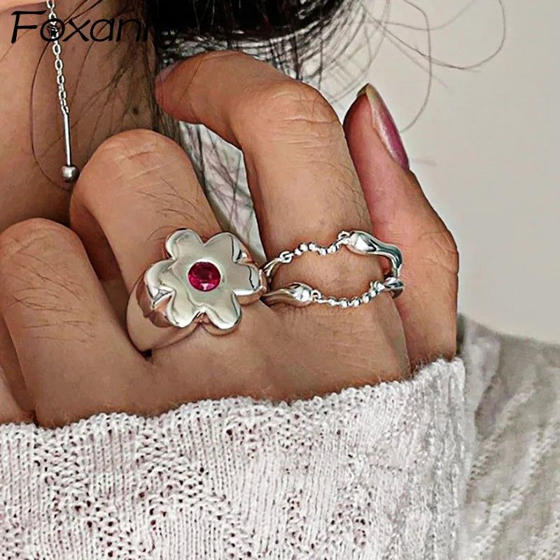 Μεγάλο Δαχτυλίδι με Λουλούδι και Ζιρκόν