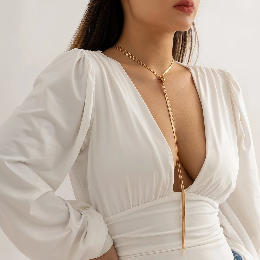 Μακρύ Κολιέ Ντεκολτέ με Φιόγκο για γυναίκες