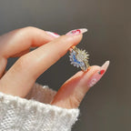 Σετ με 2 δαχτυλίδια σε σχήμα φεγγαριού ή ήλιου με ζιρκόνιο για ζευγάρι