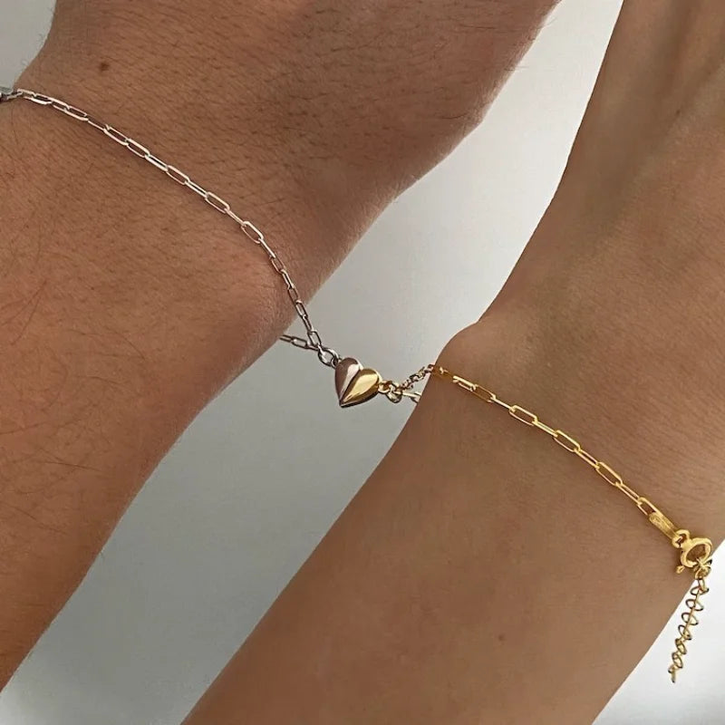 Lot de 2 Bracelets Demi-Coeur pour Couple