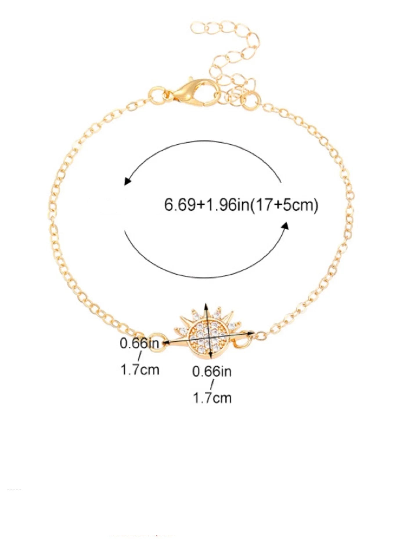 Lot de 2 Bracelets Lune ou Soleil en Zircon pour Couple