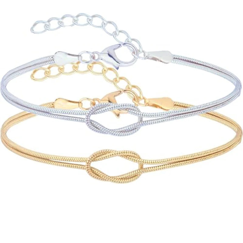 Σετ με 2 Ρομαντικούς Κόμπους Βραχιόλια για Ζευγάρι Φίλων ή Δίδυμο