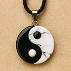 Pendentif Yin-Yang en howlite & obsidienne noire