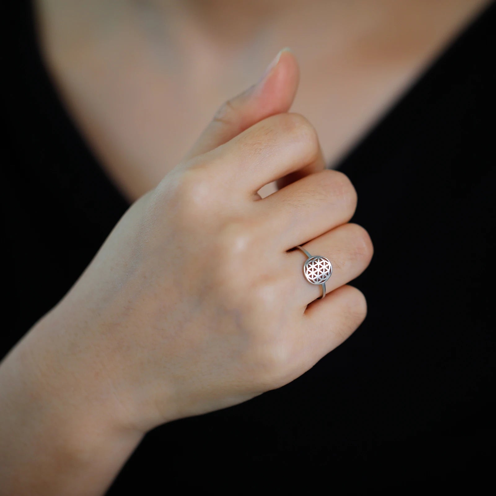 Μικρό Δαχτυλίδι Λουλούδι της Ζωής Γυναικείο ασήμι