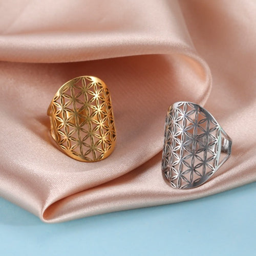 Δαχτυλίδι Άνθος της Ζωής Dawapara Mandala χρυσό και ασήμι