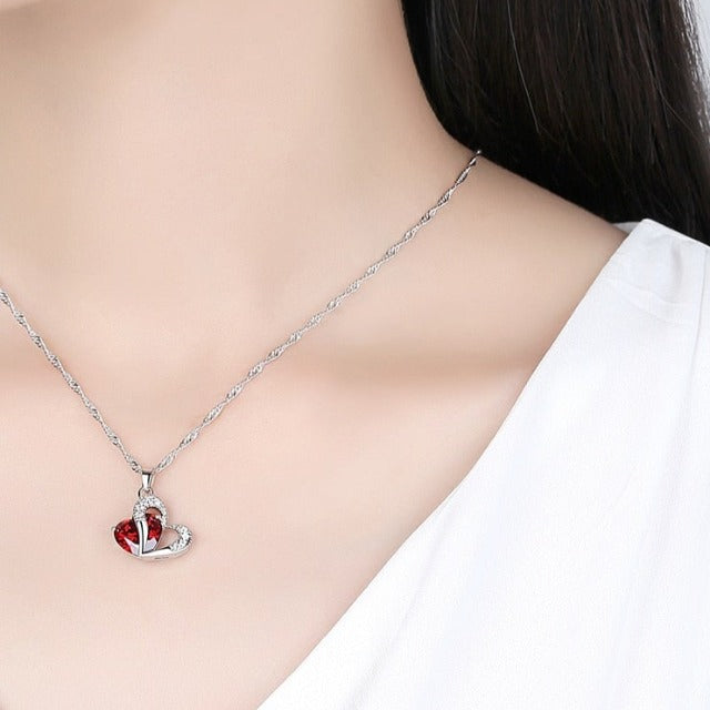 Κοσμήματα Καρδιά Κολιέ και Σκουλαρίκια κόκκινα