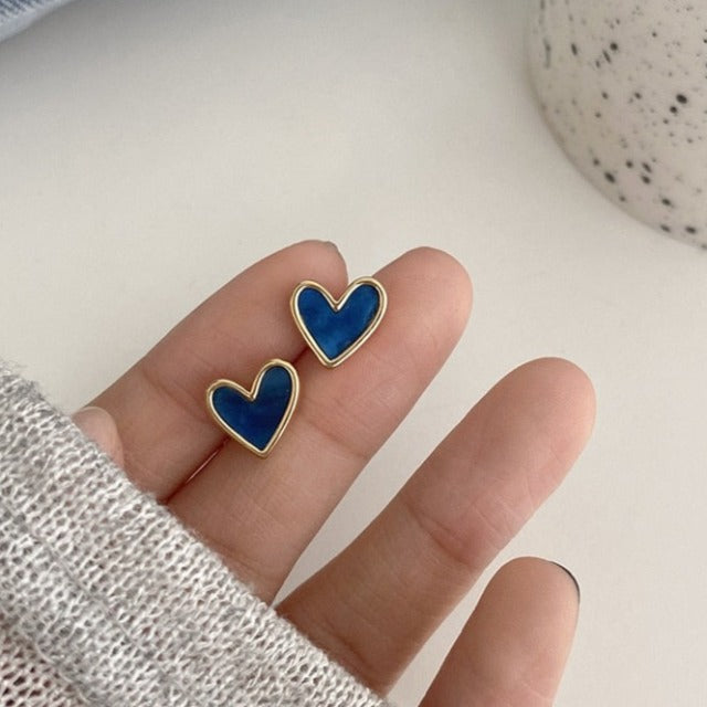 Σκουλαρίκια Καρδιά Μπλε & Τριαντάφυλλο μπλε