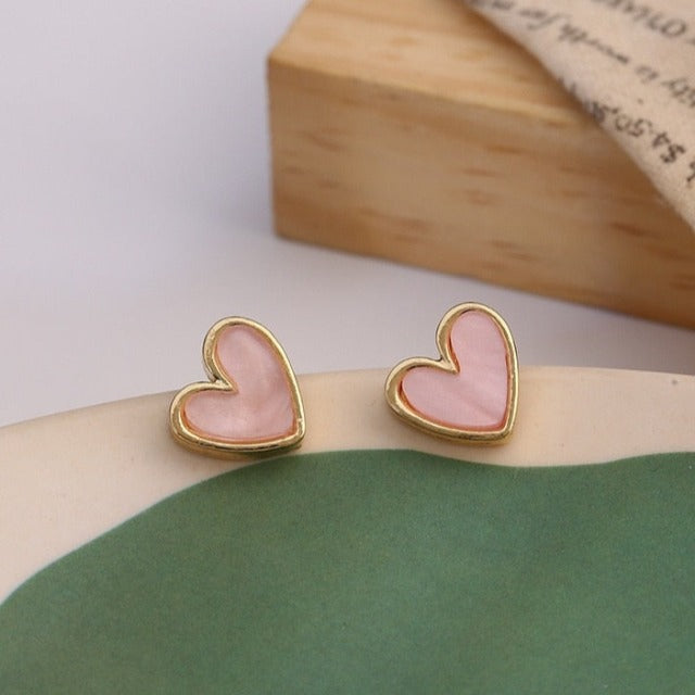 Σκουλαρίκια Καρδιά Μπλε & Τριαντάφυλλο ροζ