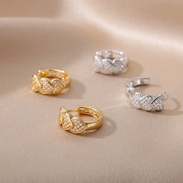 Σκουλαρίκια Καρδιές Χρυσό - Ασήμι