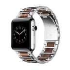 Βραχιόλι Apple Watch από ξύλο ασημί και καφέ 