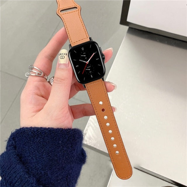 Βραχιόλι Apple Watch από καφέ δέρμα