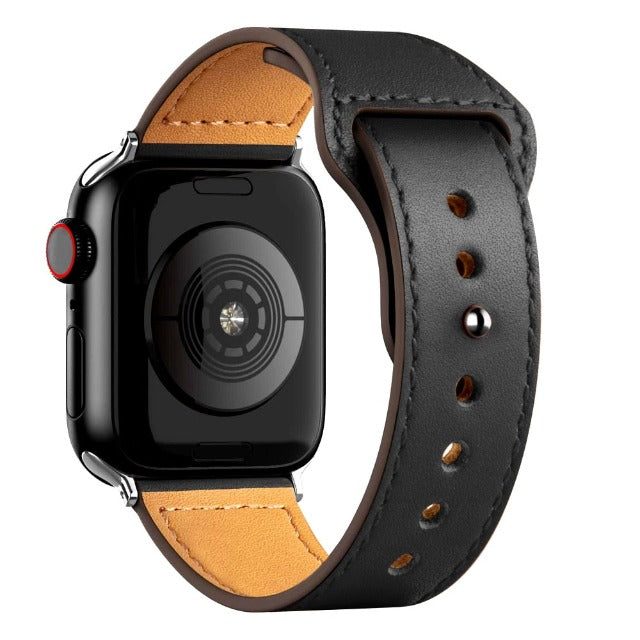Βραχιόλι Apple Watch από μαύρο δέρμα