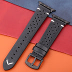 Λουράκι Apple Watch από γνήσιο δέρμα μαύρο και μαύρο