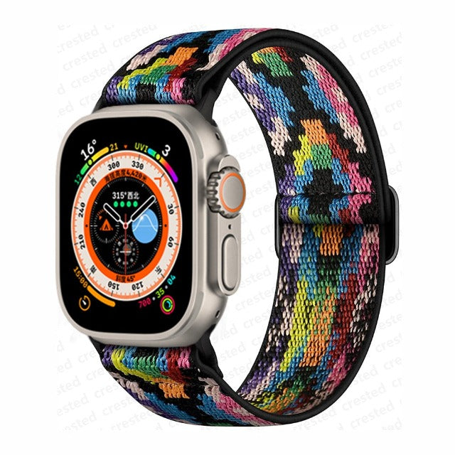 Βραχιόλι Apple Watch από υφαντό νάιλον σε ουράνιο τόξο