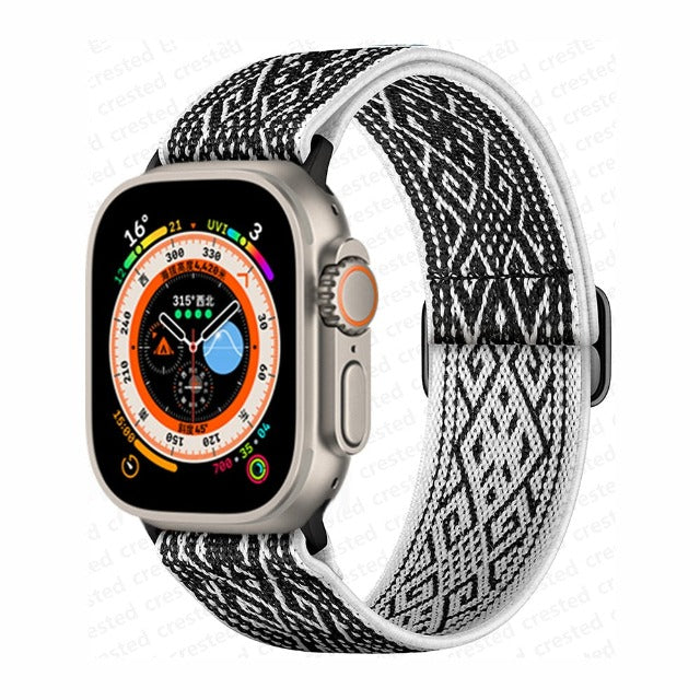 Βραχιόλι Apple Watch από υφαντό νάιλον σε λευκό και μαύρο