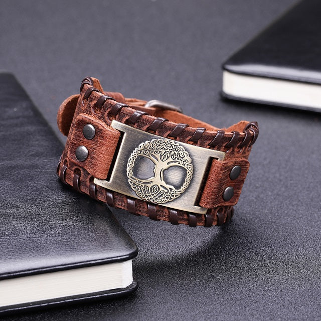 Βραχιόλι Δέντρο της Ζωής για Άντρες καφέ και χρυσό