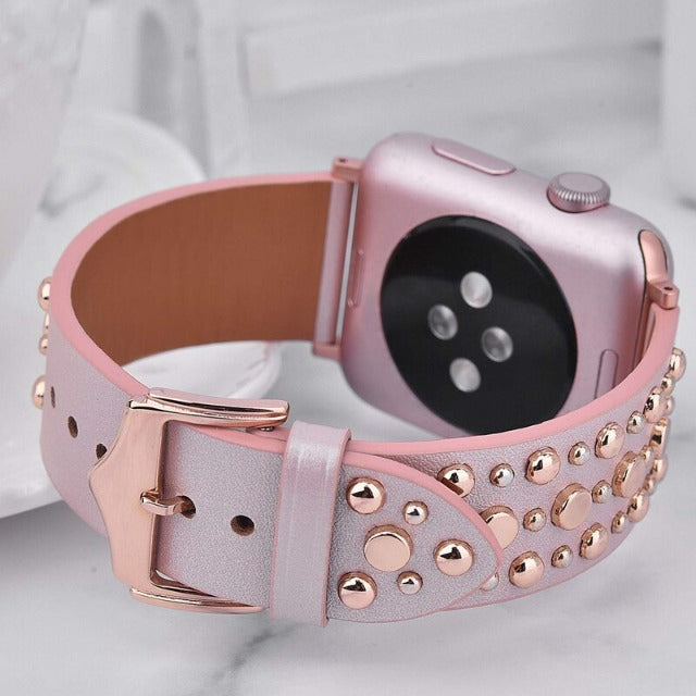 Δερμάτινο Βραχιόλι με Καρφιά για Apple Watch 
