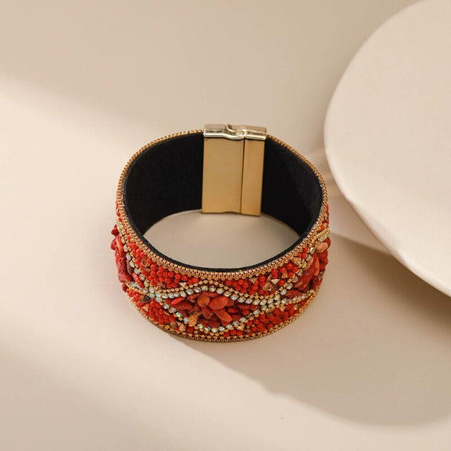 Βραχιόλι Μανσέτα με Φυσική Πέτρα για Γυναίκα 