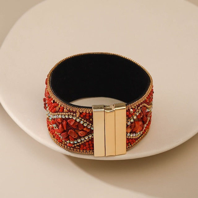 Βραχιόλι Μανσέτα με Φυσική Πέτρα για Γυναίκα 