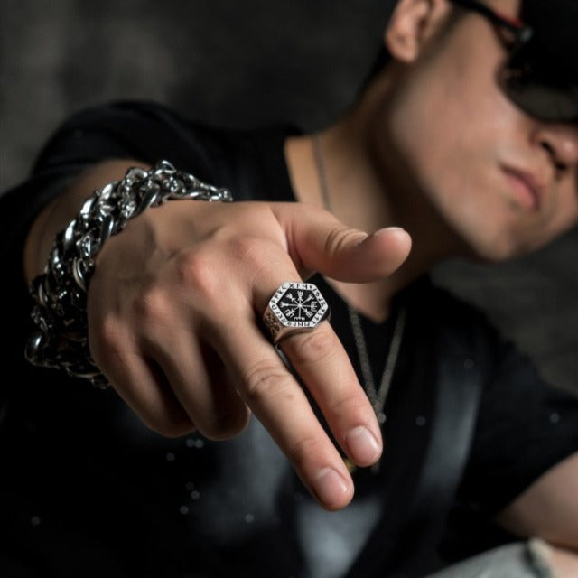 Δαχτυλίδι Ιππότη Βίκινγκ από Ασήμι για Άντρες