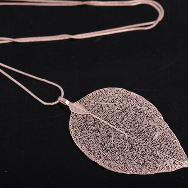 Κολιέ Μποέμ Φύλλο Κρεμαστό ροζ χρυσό