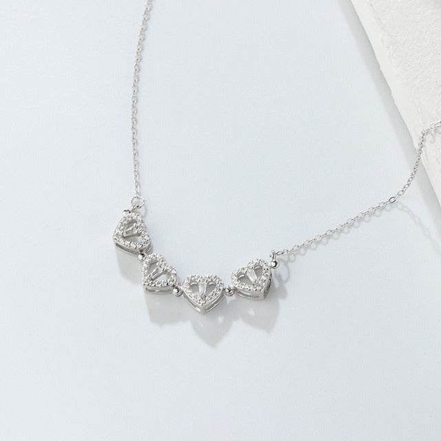 Κολιέ Καρδιά Τετράφυλλο Τριφύλλι με Μενταγιόν Φυλαχτό από Ασήμι