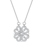 Κολιέ Καρδιά Τετράφυλλο Τριφύλλι με Μενταγιόν Φυλαχτό από Ασήμι