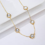 Κολιέ Χρυσό Αχάτης Λευκό μαργαριταρένιο τριφύλλι Ιδέα Δώρου Κοσμήματα για γυναίκες