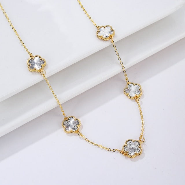 Κολιέ Χρυσό Αχάτης Λευκό μαργαριταρένιο τριφύλλι Ιδέα Δώρου Κοσμήματα για γυναίκες