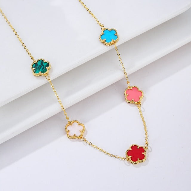 Κολιέ Χρυσό Αχάτης Λευκό μαργαριταρένιο τριφύλλι Ιδέα Δώρου Κοσμήματα για γυναίκες