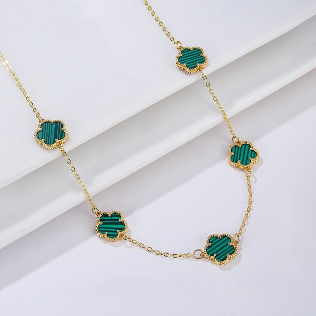 Κολιέ Χρυσό Αχάτης Λευκό μαργαριταρένιο τριφύλλι Ιδέα Δώρου Κοσμήματα για γυναίκες