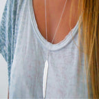 Κολιέ με μενταγιόν φτερό για γυναίκες ασημένιο