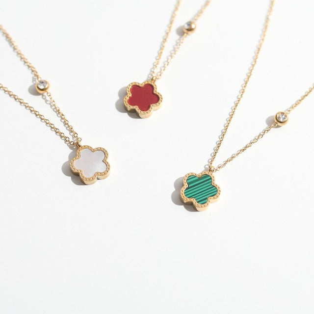 Κολιέ Τριφύλλι με Μαργαριτάρι και Χρυσή Αλυσίδα για Γυναίκες