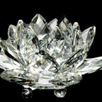 Διακοσμητικό Fengshui από Κρύσταλλο Γυαλιού "Λουλούδι Χαλαζία" - Θεραπεία, Βουδισμός, Διαλογισμός λευκό