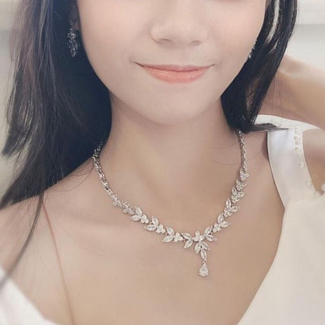 Σετ Κολιέ και Σκουλαρίκια Γάμου σε Ασήμι