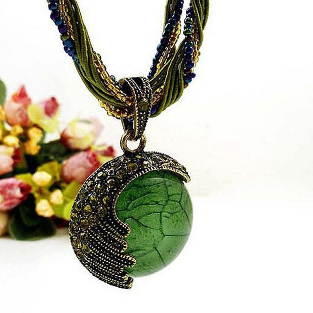 Γυναικείο εθνοτικό μενταγιόν πράσινο