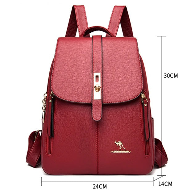 Γυναικεία Τσάντα Πλάτης από Δέρμα Λιλά - Ανοιχτό Μωβ 